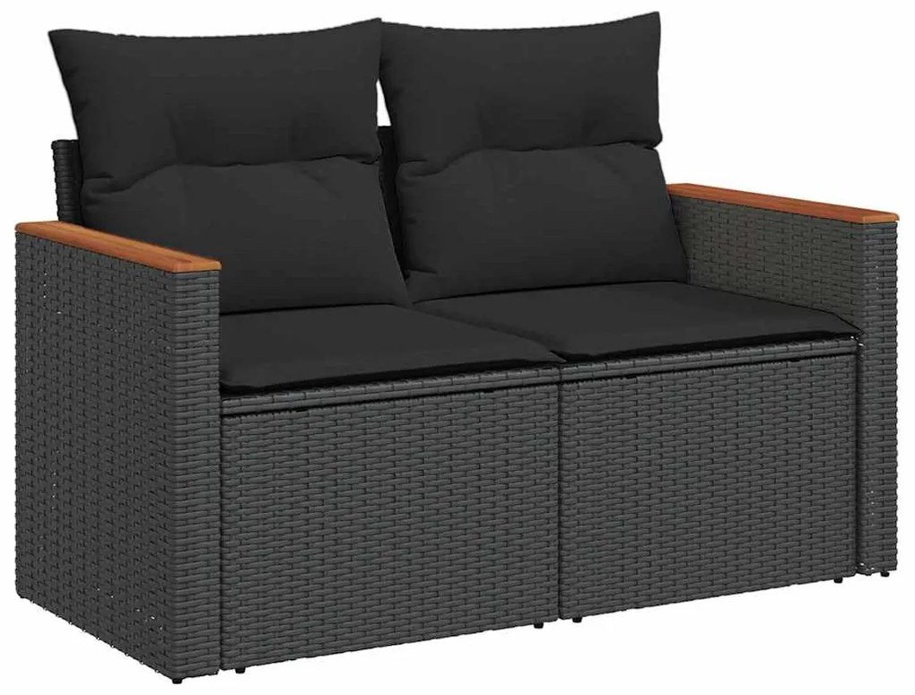 vidaXL Σετ Καναπέ Κήπου με μαξιλάρι 9 pcs Μαύρο Πολυ ράταν
