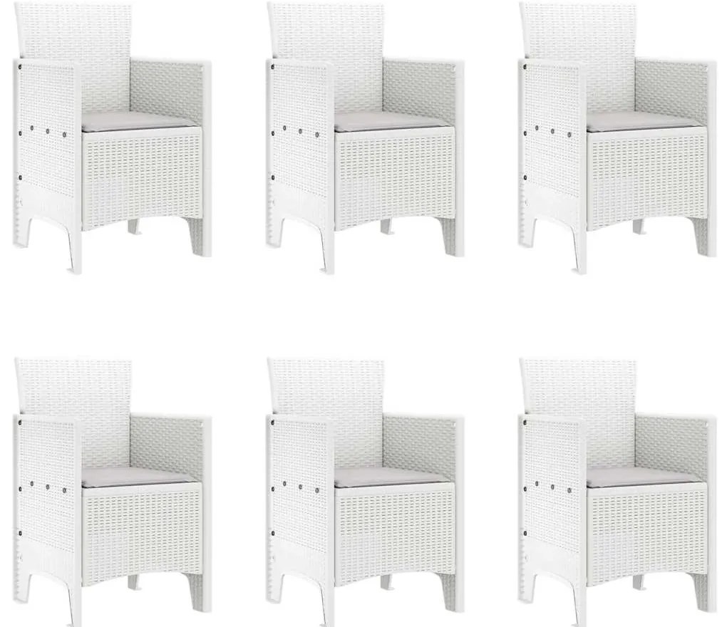 vidaXL Σέτ φαγητού για κήπο 7 pcs Λευκό Rattan Polt