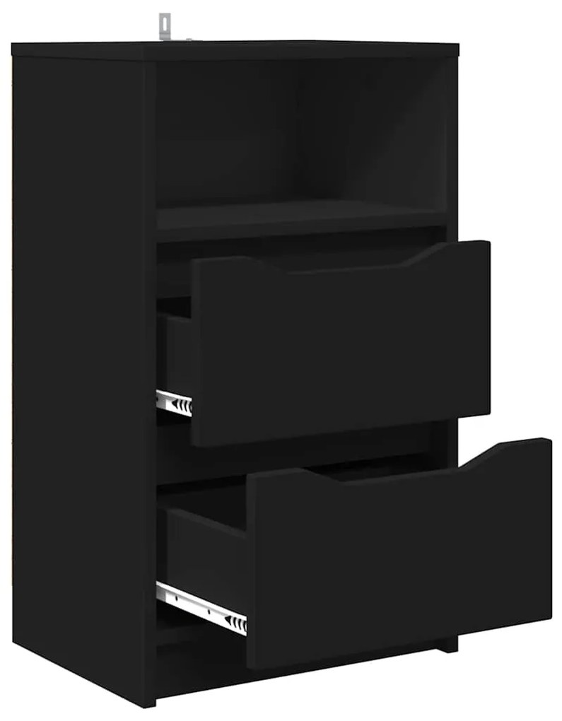 vidaXL Κομοδίνο με συρτάρι Μαύρο 40 x 30 x 467 εκ Επεξεργασμένο ξύλο