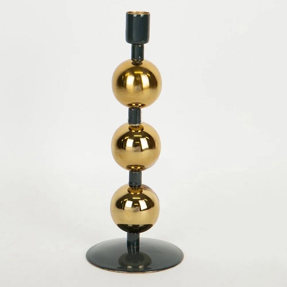 Κηροπήγιο Μεταλλικό 752-24078 10x10x25cm Dark Green-Gold Estheti Home Μέταλλο
