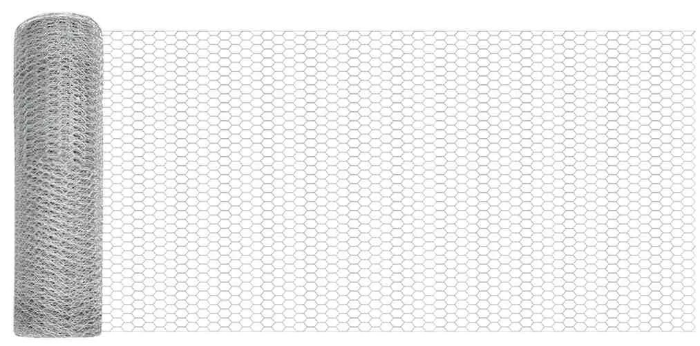 vidaXL Εξαγωνικό Συρματόπλεγμα με 7 Σαΐτες, 0,5x25 μ, Ασημί Χάλυβας