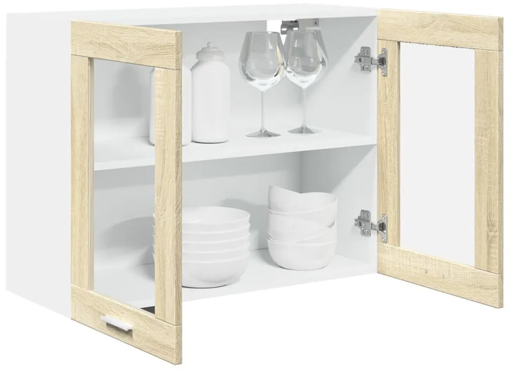 vidaXL Ντουλάπι Κρεμαστό με Τζάμι Lyon Sonoma Δρυς 80x31x60εκ.