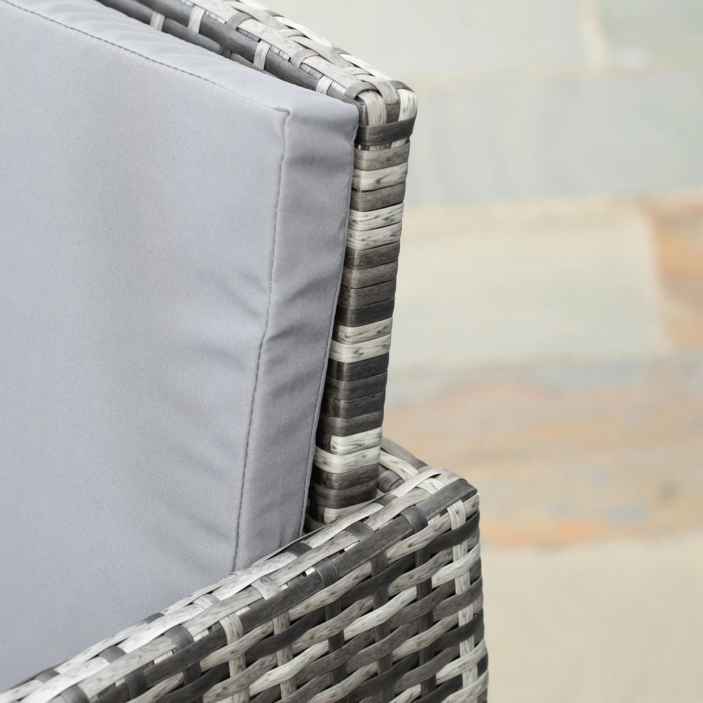 Outsunny Πολυρατάν Πολυθρόνα για 4 άτομα Σετ Τραπεζαρίας Σετ Κήπου με Μαξιλάρια, Γκρι