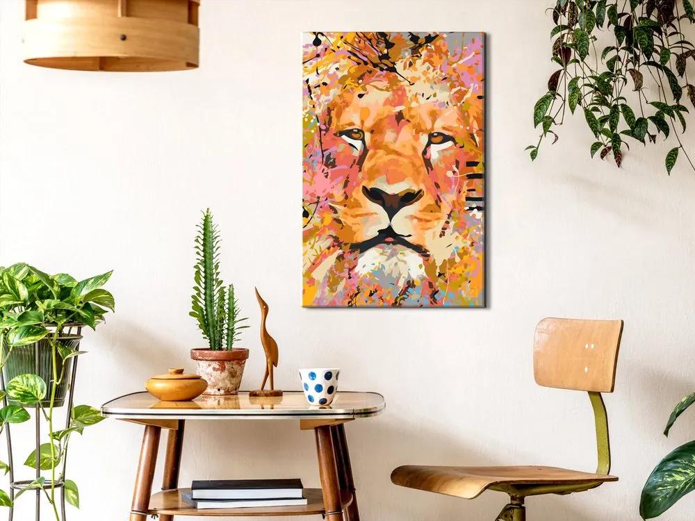 Πίνακας ζωγραφικής με αριθμούς Watchful Lion - 40x60