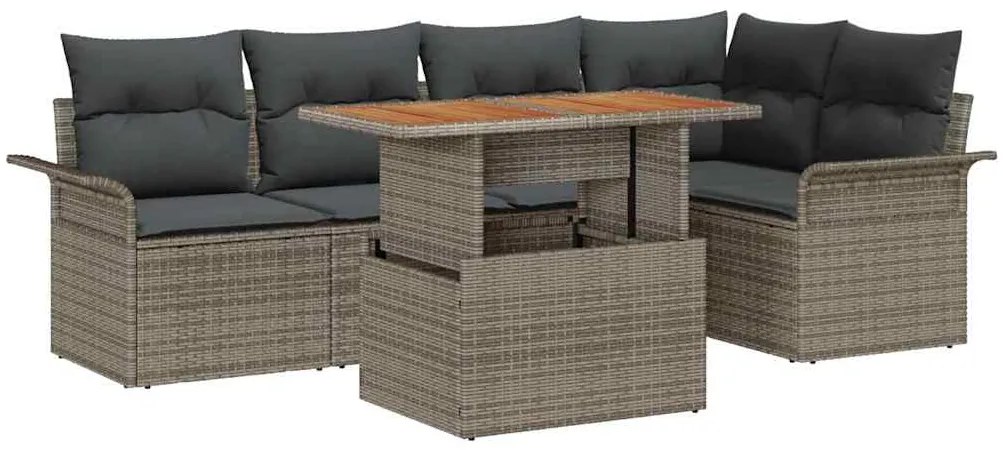 vidaXL Σετ Καναπέ Κήπου με μαξιλάρι 6 pcs Γκρι 100 x 55 x 73 εκ