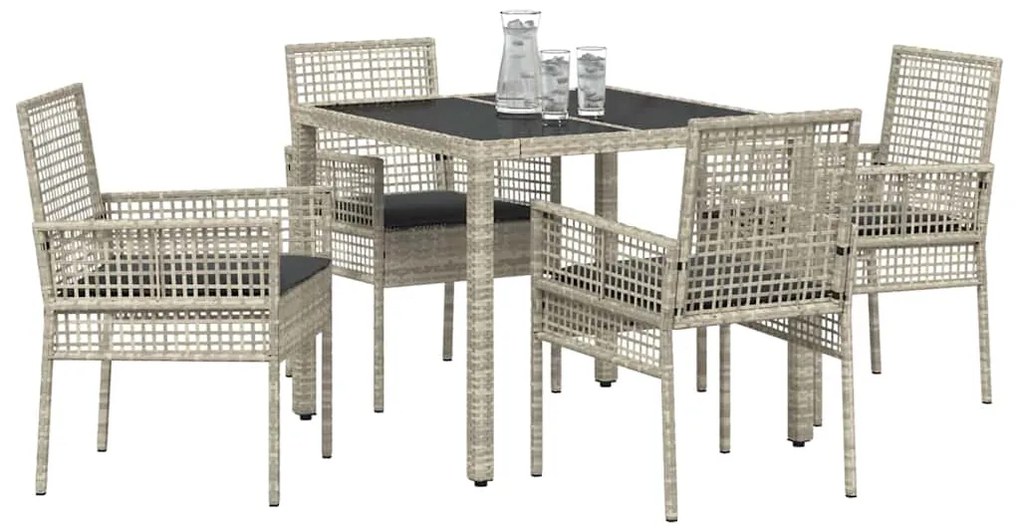 vidaXL Σέτ φαγητού για κήπο 5 pcs Ανοιχτό γκρι συνθετικό ρατάν