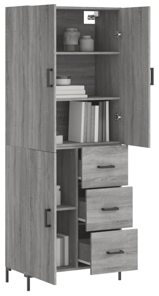 vidaXL Ντουλάπι Γκρι Sonoma 69,5 x 34 x 180 εκ. Επεξεργασμένο Ξύλο