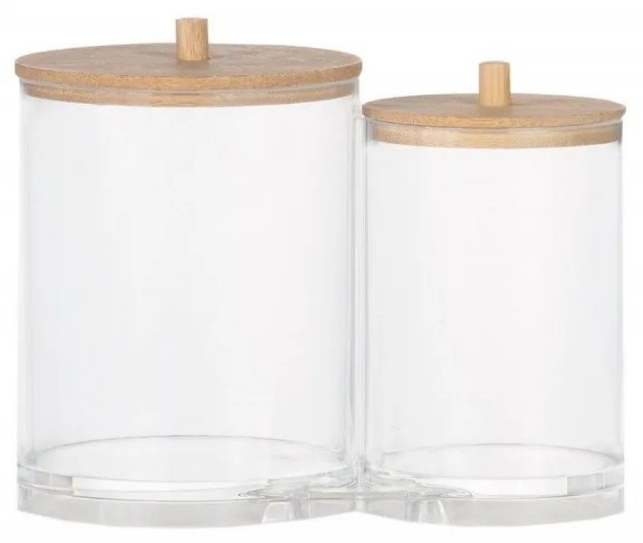 Δοχεία Αποθήκευσης Μπάνιου Με Καπάκι Bamboo AH-BA72112 Clear Andrea House Acrylic,Bamboo