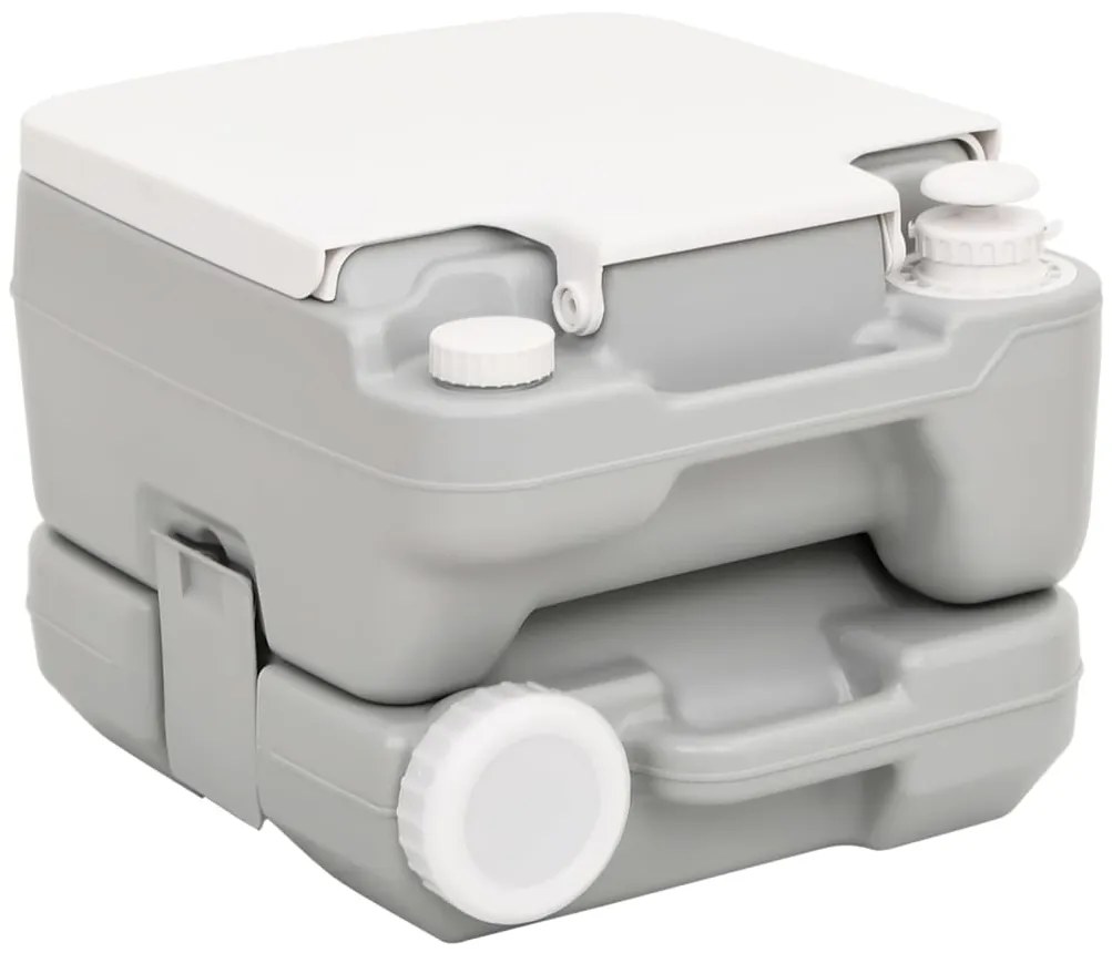 vidaXL Τουαλέτα Κάμπινγκ Φορητή Γκρι και Λευκό 10 + 10 Λίτρα από HDPE