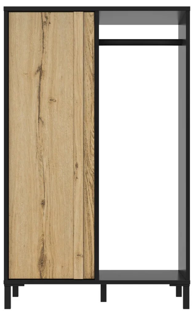 Mimizan Ντουλάπα χαμηλή 75x45x122εκ. Helvezia Oak/Black