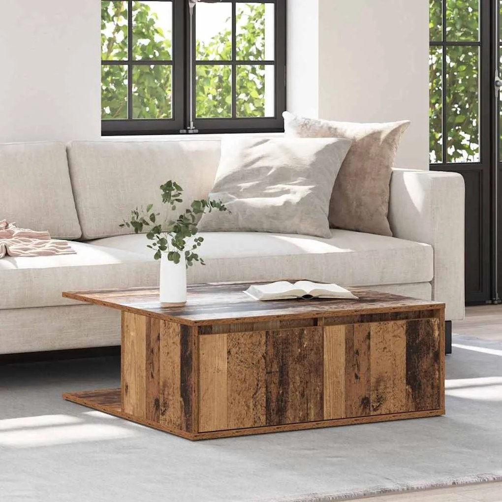 vidaXL Τραπεζάκι σαλονιού with Drawer Παλιό ξύλο 80 x 80 x 31 cm
