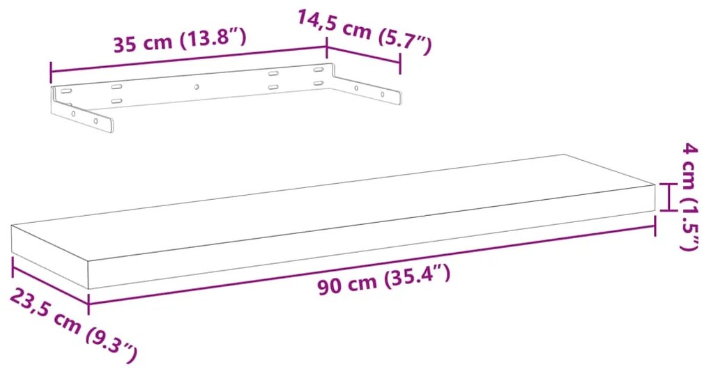 ΡΑΦΙΑ ΤΟΙΧΟΥ 4 ΤΕΜ. 90X23,5X4 ΕΚ. ΕΠΕΞΕΡΓΑΣΜΕΝΟ ΞΥΛΟ 4010696