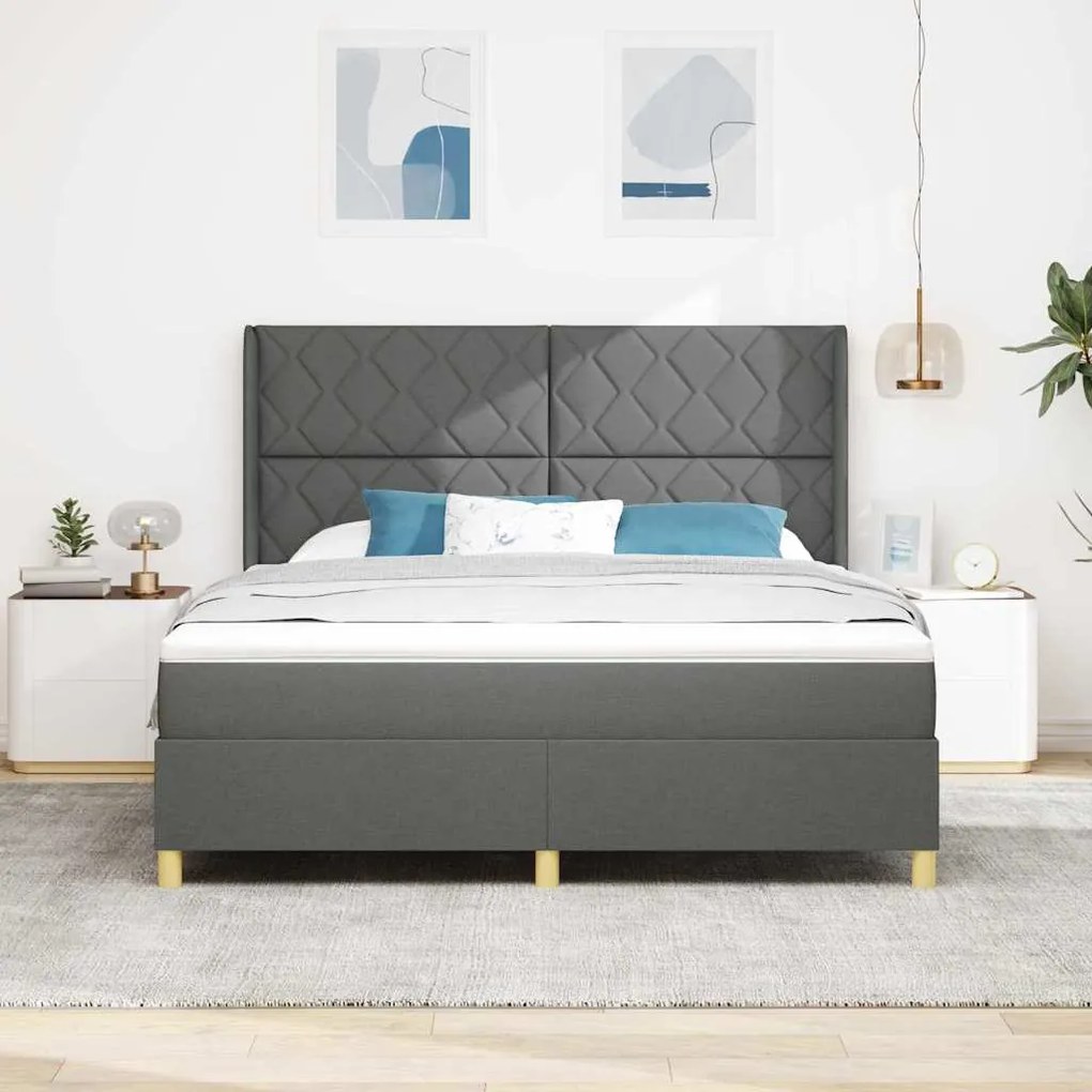 vidaXL Κρεβάτι με ελατήρια με στρώμα Γκρι 180 x 200 cm ύφασμα