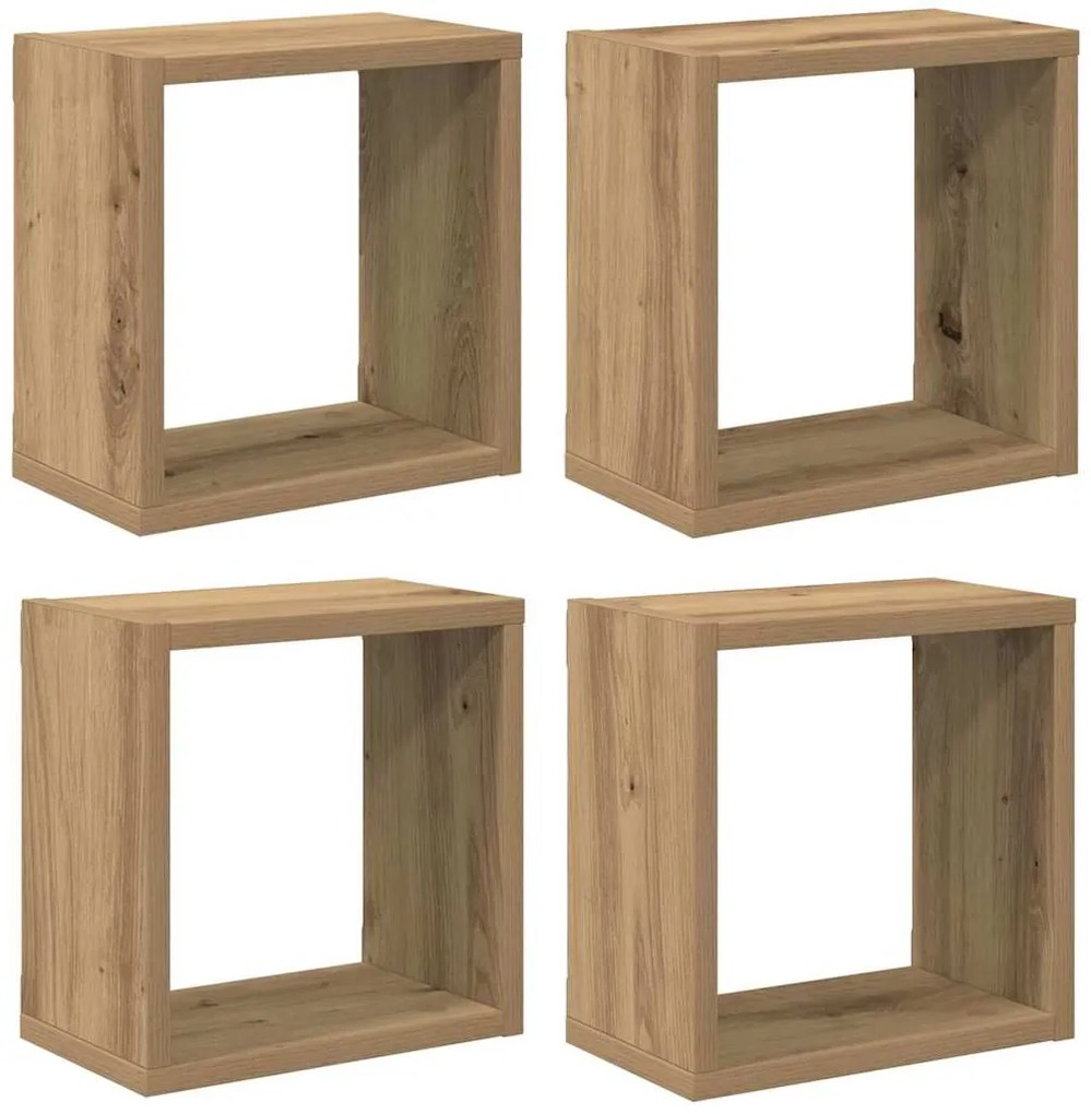 vidaXL Ράφια Τοίχου με ράφι 4 pcs Χειροποίητη δρυς Επεξεργασμένο ξύλο