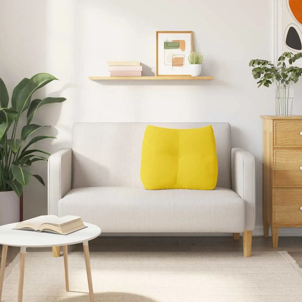 vidaXL Μαξιλάρι Πλάτης Απαλό Κίτρινο 60 x 24 x 50 εκ ύφασμα