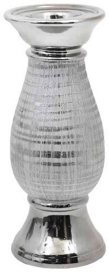 Κηροπήγιο Κεραμικό 08-221-214 10x10x26cm White-Silver Κεραμικό