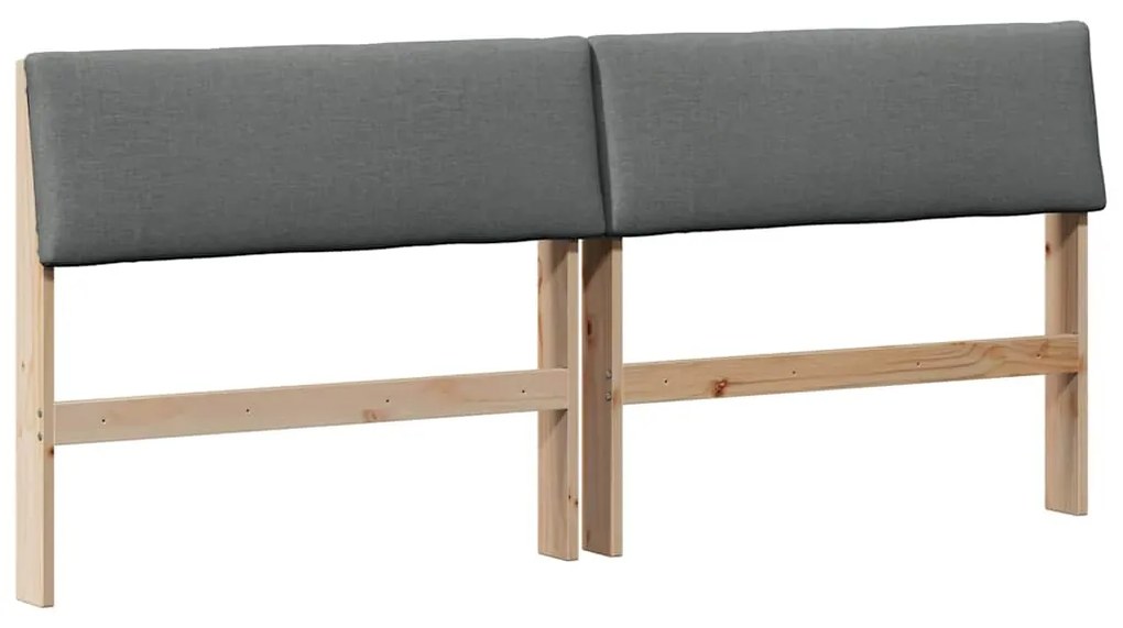 vidaXL Ταπετσαρισμένο κεφαλάρι Σκούρο Γκρι 200 cm Στερεά ξυλεία πεύκου