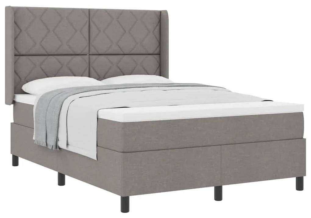 vidaXL Κρεβάτι με ελατήρια με στρώμα Taupe 140 x 190 cm ύφασμα