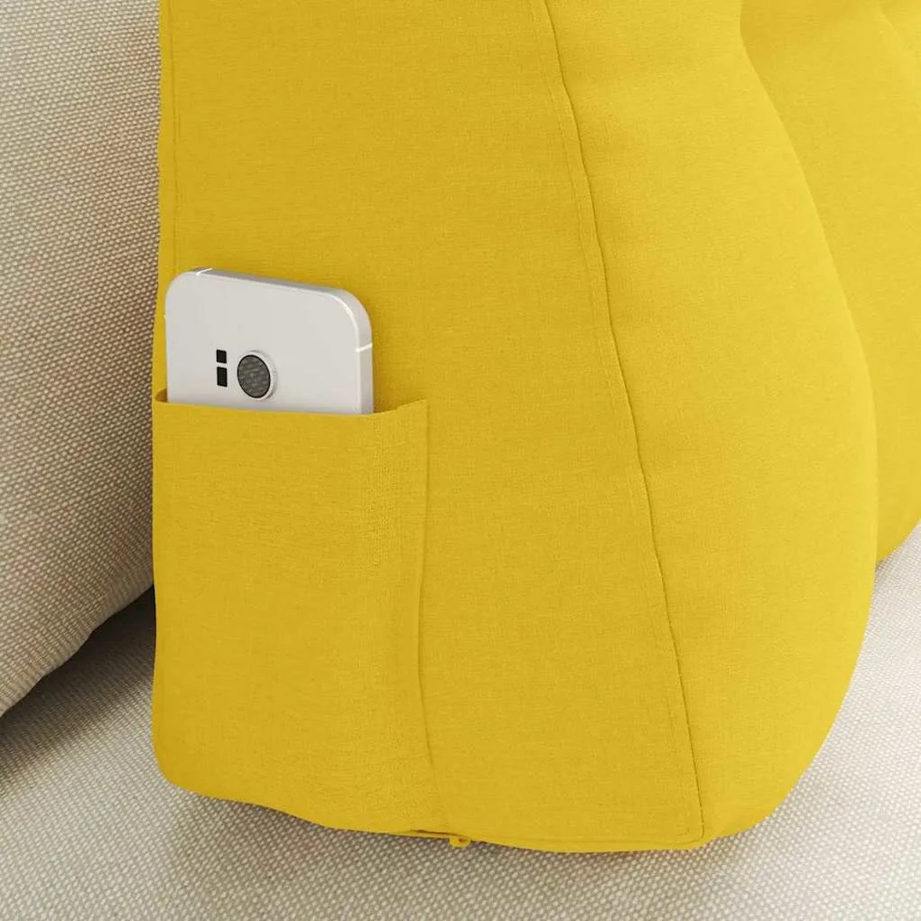 vidaXL Μαξιλάρι Πλάτης Απαλό Κίτρινο 80 x 24 x 50 εκ ύφασμα