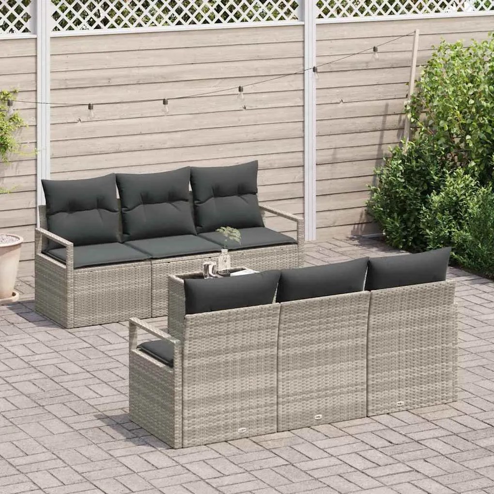 vidaXL Σετ Καναπέ Κήπου με μαξιλάρι 7 pcs Ανοιχτό Γκρι, Σκούρο Γκρι