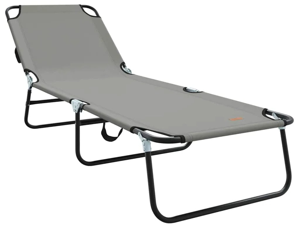 vidaXL Πτυσσόμενη ξαπλώστρα 2 pcs Γκρι 56 x 189 x 87 εκ. ύφασμα