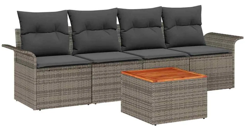 vidaXL Σετ Καναπέ Κήπου 5 pcs Γκρι Πολυ ράταν