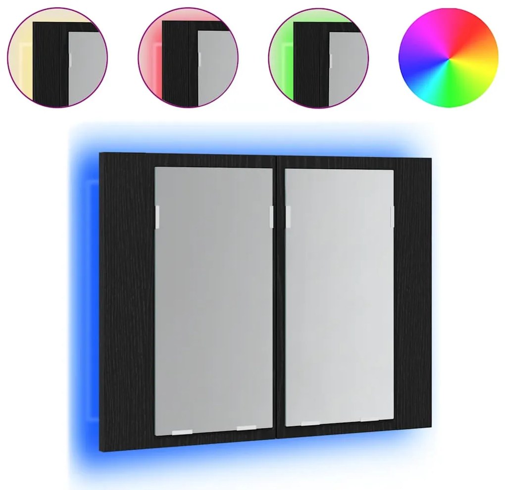 vidaXL Ντουλάπι μπάνιου με καθρέφτη Μαύρη δρυς 60 x 12 x 45 εκ.