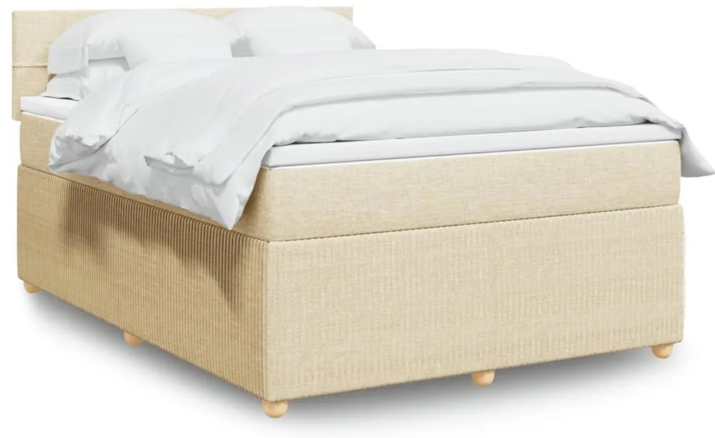 vidaXL Κρεβάτι Boxspring με Στρώμα Κρεμ 140x200 εκ. Υφασμάτινο