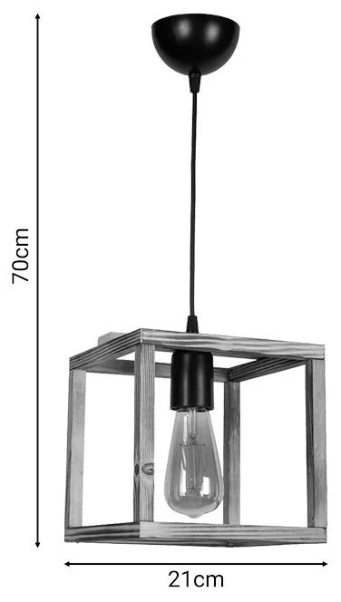 Φωτιστικό οροφής μονόφωτο Nion καφέ-μαύρο ξύλο μέταλλο 21x21x70εκ 21x21x70 εκ.