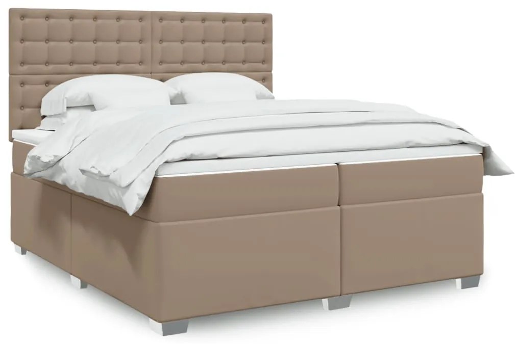 vidaXL Κρεβάτι Boxspring με Στρώμα Καπουτσίνο 200x200εκ.από Συνθ.Δέρμα