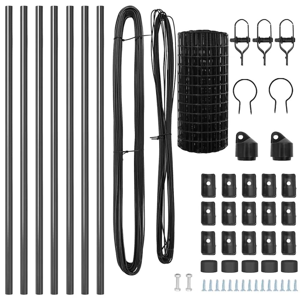 vidaXL Φράχτης με Στήλες. Γκρι 0.4 x 10 μ Ατσάλι