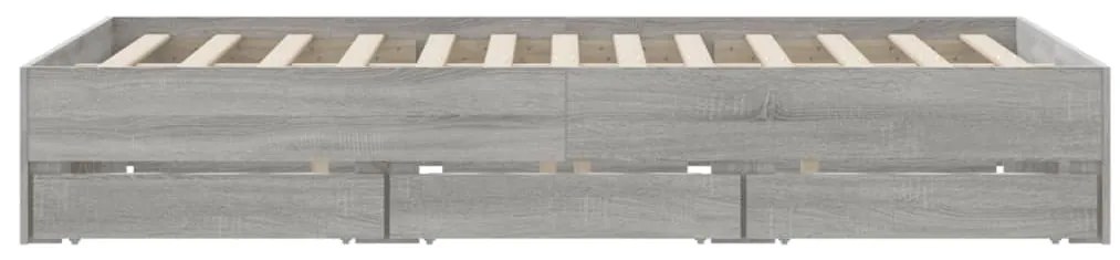 vidaXL Πλαίσιο Κρεβατιού με συρτάρια Γκρι sonoma 140x190εκ. Επεξ. Ξύλο