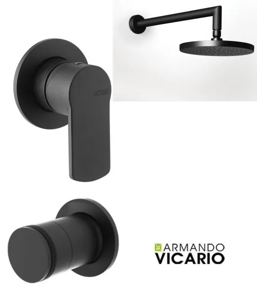 Armando Vicario GLAM Μίκτης εν/μού &amp; La Torre εκτροπέας περ/φικός 3 εξ &amp; Αν/μενη κεφαλή Φ30εκ &amp; μπράτσο τοίχου 35εκ Black Matt