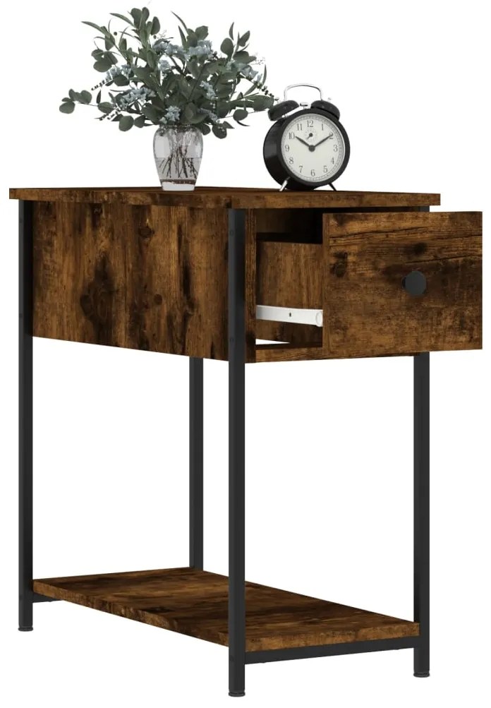 vidaXL Κομοδίνα 2 τεμ. Καπνιστή Δρυς 30 x 60 x 60 εκ. Επεξεργ. Ξύλο