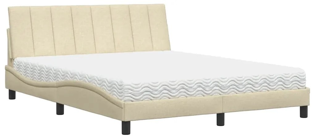 vidaXL Κρεβάτι Κρεμ 160x200 εκ. Υφασμάτινο