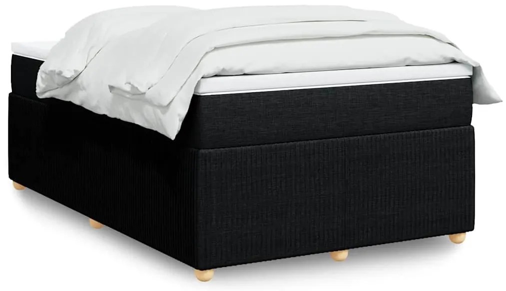 vidaXL Κρεβάτι Boxspring με Στρώμα Μαύρο 120x190 εκ. Υφασμάτινο