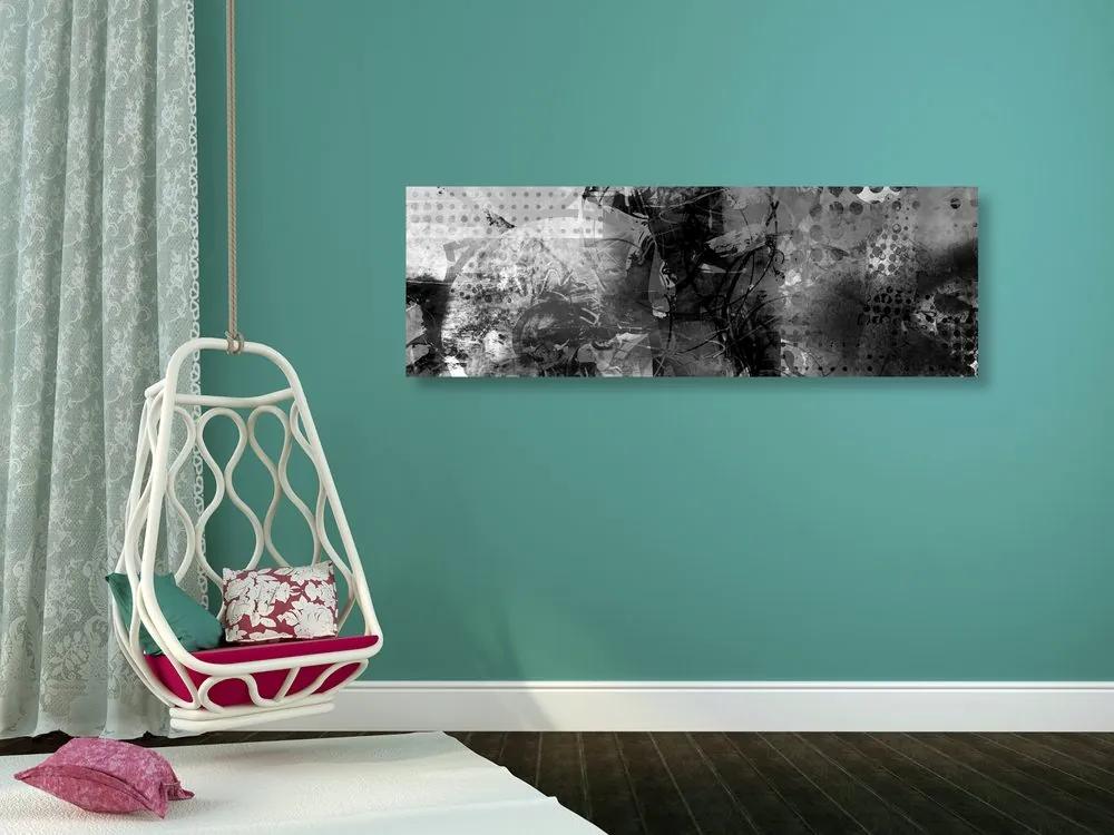 Εικόνα μοντέρνα ζωγραφική μέσων σε ασπρόμαυρο - 150x50