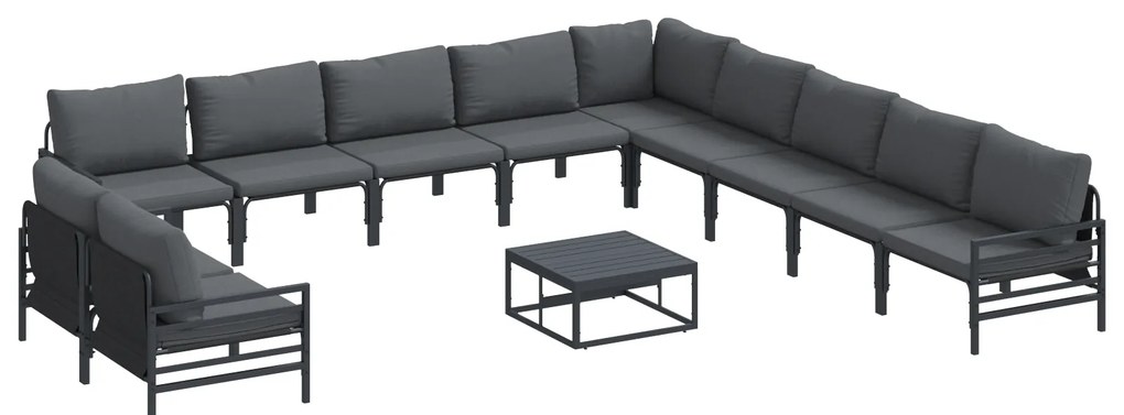 vidaXL Σετ Καναπέ Κήπου 12 pcs Ανθρακί Ατσάλι