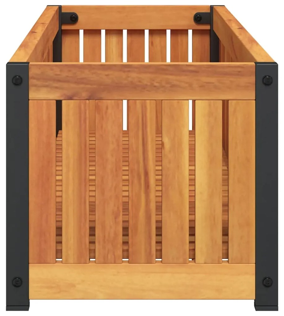 vidaXL Ζαρντινιέρα Κήπου 110x30x27,5 εκ. Μασίφ Ξύλο Ακακίας/Ατσάλι