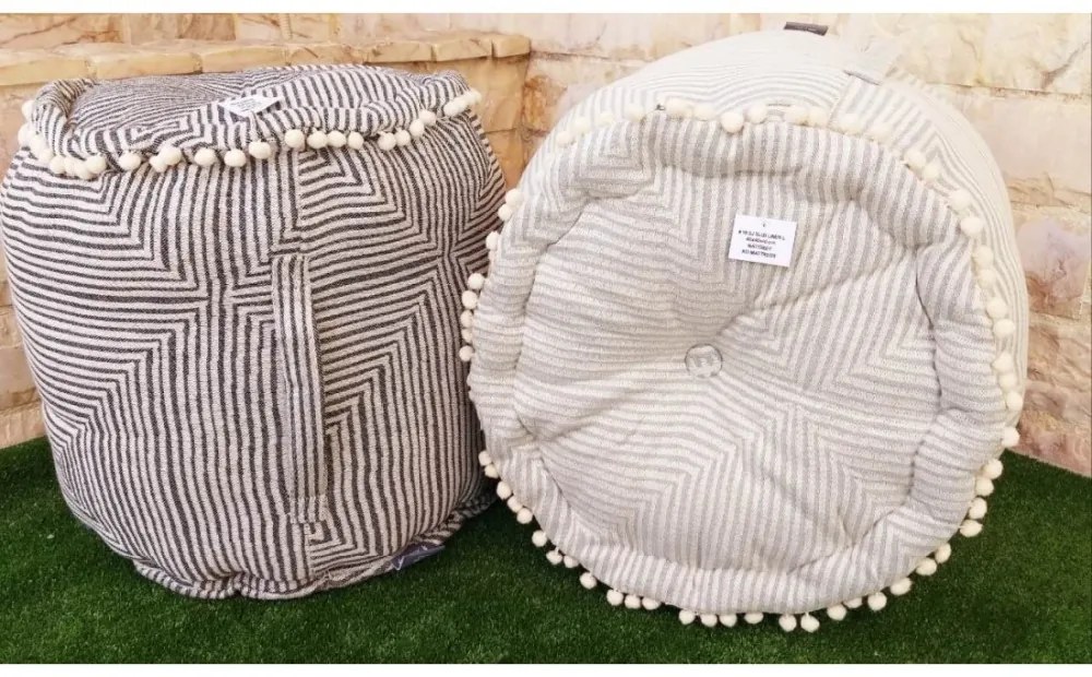 Πουφ 40x40x40 Natural Home LINEN - Γκρι Ανοιχτό