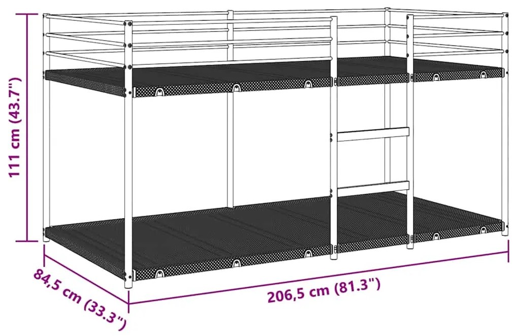 Κουκέτα χωρίς στρώμα Μαύρο 80x200 cm Ατσάλι - Μαύρο