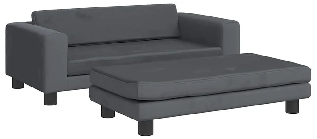 vidaXL Καναπές Παιδικός με Υποπόδιο Σκ. Γκρι 100x50x30 εκ. Βελούδινος