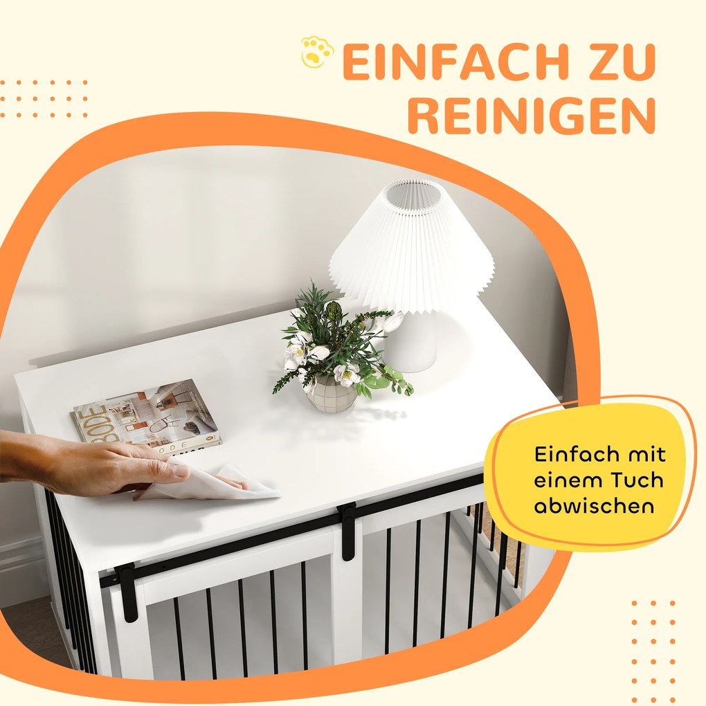 PawHut Κλουβί Σκύλου με Συρόμενη Πόρτα, Αερισμός, Πλάκα Μοριοσανίδων και Ατσάλι, 98 x 58 x 61 cm, Καρυδιά