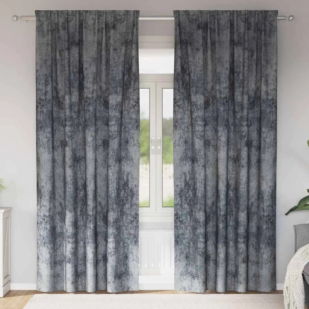 vidaXL Κουρτίνα με κουρτίνες 2 pcs Ασημί γκρι 260 x 140 εκ. Βελούδο