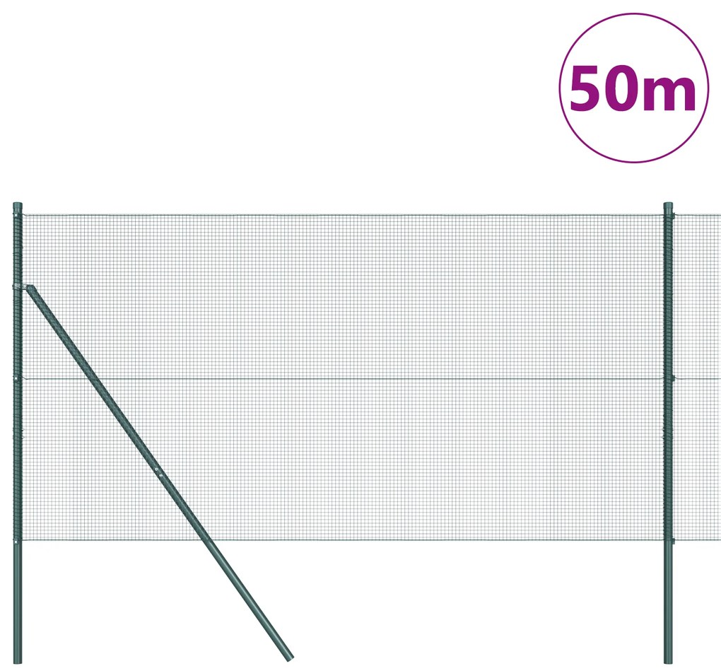vidaXL Φράκτης με 13 Πόλους Πράσινος 1.4x50 μ Ατσάλι