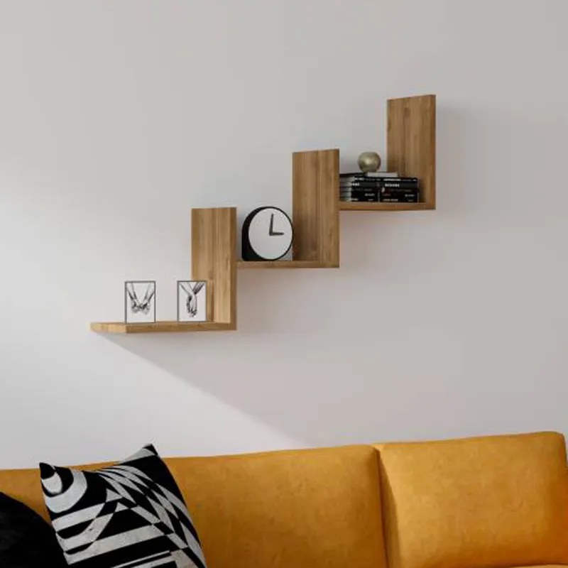 Ραφιέρα τοίχου Mauer pakoworld σε καρυδι απόχρωση 90x19,6x60εκ (1 τεμάχια)