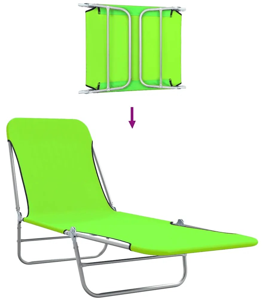 vidaXL Ξαπλώστρες Πτυσσόμενες 2 τεμ. Πράσινες από Ατσάλι / Ύφασμα