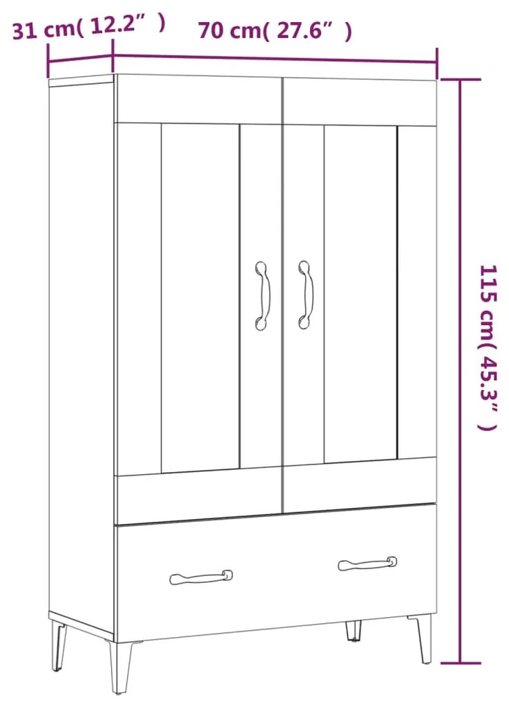 ΝΤΟΥΛΑΠΑ ΓΚΡΙ SONOMA 70 X 31 X 115 ΕΚ. ΑΠΟ ΕΠΕΞΕΡΓΑΣΜΕΝΟ ΞΥΛΟ 817487