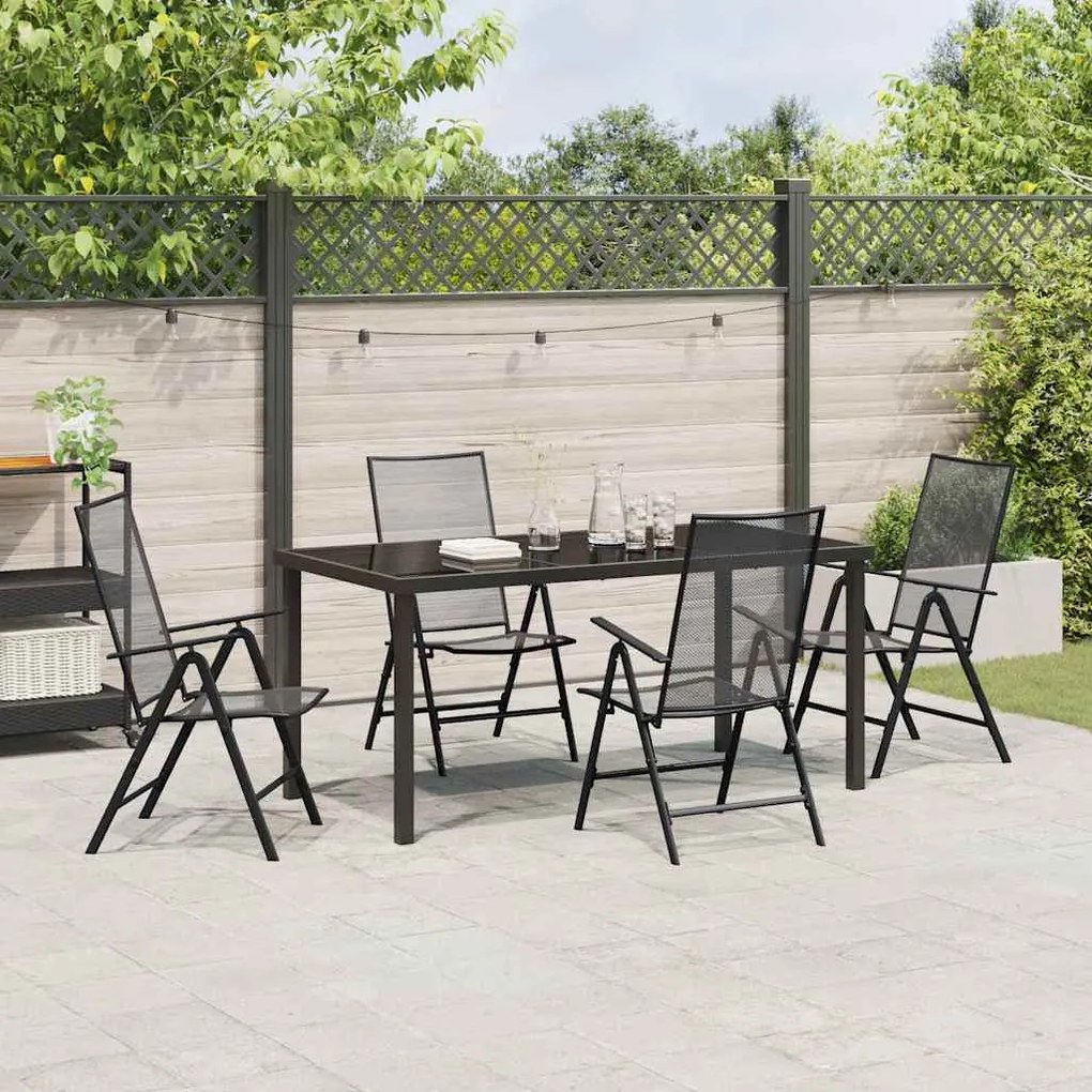 vidaXL Σέτ φαγητού για κήπο Πτυσσόμενος 5 pcs Ανθρακί Ατσάλι