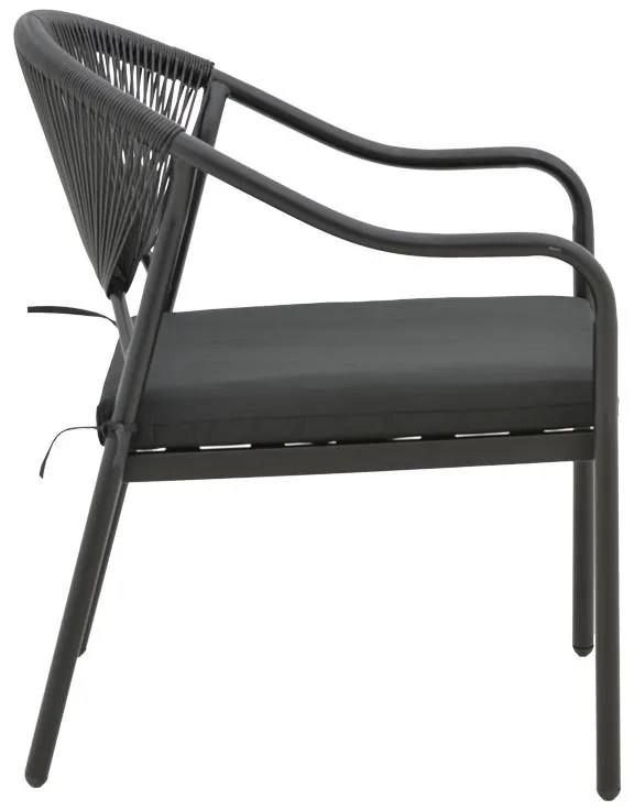 Καρέκλα - Πολυθρόνα Jerqui wicker rattan μαύρο-μεταλλικό μαύρο πόδι-μαύρο μαξιλάρι 60x64x78 εκ. 60x64x78 εκ.